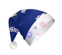 GUHAOT Wisconsin State Flag Print Xmas Hat LED Santa Hat, 3 Modes Light Up Christmas Headwear, Xmas Costume Party Cap