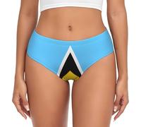 GUHAOT Women's Knickers Flag of Saint Lucia Print Briefs Soft Stretch Bikini Underwear Ladies Panties S Black