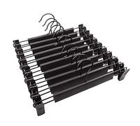 Guhmctt 10 Pack Pants Hangers with Adjustable Non-Slip Clips Space-Saving Skirt Holders with 360 Degree Swivel Anti-Rust Hanging Hook for Trouser,Skirts,Jeans,Clothes Hangers Black