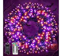 Guhope Halloween Fairy Lights Mains Powered 50M 500 LEDs with Remote Indoor | Low Voltage/IP44 Waterproof/8 Lighting Modes/3 Timer/4 Brightness Levels/Memory Function Outdoor String Light Purple + Orange