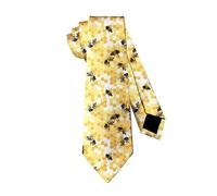 Guhothli Men's Yellow Bees and Honeycombs Necktie, Formal Party Novelty Tie for Men, One Size