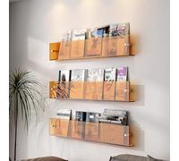 GUHPZA Acrylic Magazine Rack Shelf for File Folder/Record/Comic Book Storage Wall Mounted Hanging Display Stand for Newspapers/Papers/Palette ,3pack-orange
