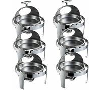 GUHPZA Chafing Dish Buffet Set, Rectangular Heating Set With The Top Of The Coil, Isolated Four-Part Water Tray, Food Tray Holder Lid For Meals At Parties, Weddings,six