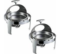 GUHPZA Chafing Dish Buffet Set, Rectangular Heating Set With The Top Of The Coil, Isolated Four-Part Water Tray, Food Tray Holder Lid For Meals At Parties, Weddings,two