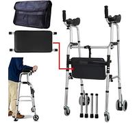 GUHPZA Elderly Folding Rollator Walker With Seat And Arm Adjustable Height 4 Wheels With Holder Lightweight Aluminium Walking Mobility Aid For Elderly Double The Comfo,