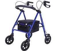 GUHPZA Folding Rollator Folding Upright,Lightweight Rollator,Elderly Shopping Cart, Trolley, Can Sit on Four Wheels, Folding Elderly,Blue