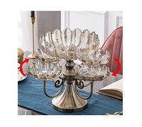 GUHPZA Fruit Basket Crystal Glass Multi-Layer Fruit Plate Home Living Room Coffee Table Creative Light Luxury Divided Snack Candy Plate Decorative Fruit Bowl,Five Grid Plate-rotatable