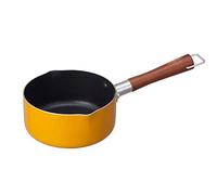 GUHPZA Frying Pan, Professional Frypan Pack,Non-Stick Coated Stainless-Steel Induction Anti Scratch Pot for Cooking Frying with Wooden Handle ,Yellow