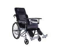 GUHPZA Full Reclining Commode Wheelchair High Back Manual Wheelchair with Headrest/a,F
