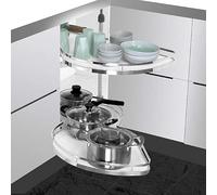 GUHPZA Left-Open 2-Tier Flying Saucer Organizer - Height-Adjustable Blind Corner Pull-Out for 900-1000mm Kitchen Cabinets,Left-800mm