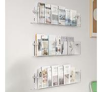 GUHPZA Magazine Rack Magazine Stand Acrylic Brochure Holder Wall Mount Rack, 3-Pack Bookshelf Literature Storage Shelf, Office Entryway Magazine Rack Newspaper Organiz,Length 50cm/19.7inch