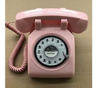 GUHPZA Retro Phone Corded House Multifunction Landline Telephone Rotary Corded Telephone Replica Antique Telephone Adjustable Ringtone Size for Hotel Office,Pink