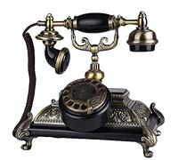 GUHPZA Retro Phone, Solid Wood Vintage Phone Rotary Dial with Retro Ringing Tones Home And Office Telephone Phone Home Living Room Decor,Black