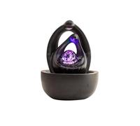 GUHPZA Tabletop Water Fountain Ceramic Small Desktop Fountain Creative Circulating Water Ornaments Decorative Modern Minimalist Indoor Fountain,Black