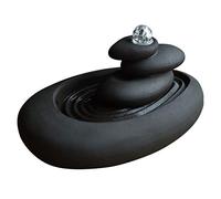 GUHPZA Tabletop Water Fountain Creative Natural Relaxed Desktop Fountain Ceramic Zen 3 Layers Stone Mountain Water Fountain Home Ceramic Decoration Crafts, Black Indoor Fountain