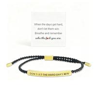Guhupoy Don't Let The Hard Days Win Bracelet, Weaving Bracelet for Women, Inspirational Gift for Family Friends Girls, Adjustable Wristband with Empowering Message(Gold)