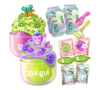 Gui Gui Fruity Glow Bundle Pack Slime Kit, Clear & Jelli Scented Slimes, 2 Premium Beauty Tools Roller & Scoop, 5-Step Beauty Ritual, Collectible Figurine