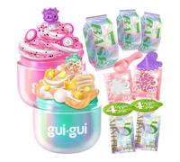 Gui Gui Fruity Glow Bundle Pack Slime Kit, Crunch & Gloss Scented Slimes, 2 Premium Beauty Tools Stamp & Roller, 5-Step Beauty Ritual, Collectible Figurine
