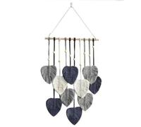 GUIBEIZU macrame wall hanging Hand-woven Cotton Rope Leaf Tapestry Home Wall Decoration Room Wall Hangings Leaf Tassel Tapestry Green Beige Multi-colored-grey