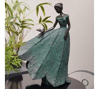 Guichifun Leaf Gel Girl Fairy Statues Collection Room Decor Resin Ornament Indoor Outdoor Rustic Garden Yard Gift 36 x 23 x 51.5cm