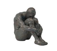 Guichifun Sitting Man Sculptures Home Decor - Resin Bronze Sitting Posture Holding Arms Legs Lonely Statues Decorative Objects Outdoor Gift for Men 9.25 x 5.25 x 7.5 Inch
