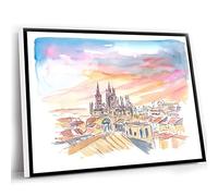 Guidance Counselor Office Decor,Farmhouse Wall Decor,Burgos Spain Historical City Center And Cathedral Wall Decoration Edition Fine Art Print Watercolor Prints Painting,12x16 Inch UnFramed Wall Art