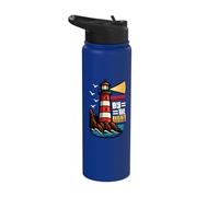 Guided by The Light Navigation Motivational Lighthouse Stainless Steel Insulated Water Bottle