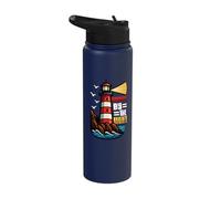 Guided by The Light Navigation Motivational Lighthouse Stainless Steel Insulated Water Bottle