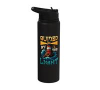 Guided by The Light Navigation Motivational Lighthouse Stainless Steel Insulated Water Bottle