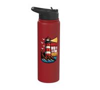 Guided by The Light Navigation Motivational Lighthouse Stainless Steel Insulated Water Bottle