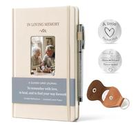 Guided Grief Journal & Sympathy Gift Set - Linen Memory Notebook with Photo Frame Cover, Engraved Pen, Leather-Pouched Pocket Hug Coin Bereavement Memorial Gifts for Loss of Loved One, Mom, Dad