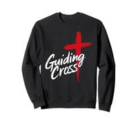 Guiding Cross Bold Red Christian Inspirational Faith Artwork Sweatshirt