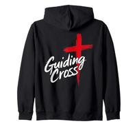 Guiding Cross Bold Red Christian Inspirational Faith Artwork Zip Hoodie