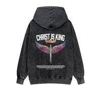 Guiding Cross Graphic Hoodies For Men Women Unisex Washed Hoodie Oversized Sweatshirt Wing With Sword