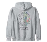 Guiding Minds Growing Hearts Floral Brain Mental Health Zip Hoodie