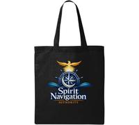 Guiding Spirit Through Night and Waves Natural Cotton Tote Bag Black