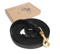 Guiding Star Black Leather Dog Leash, 6ft, Soft Durable Genuine Handmade Braided Leather Dog Lead, Heavy Duty Strong Dog Training Walking Leash for Large & Medium Dogs