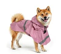 Guiding Star Dog Raincoat for Small Medium Large Dogs Waterproof Dog Coat with Hooded, Rain Jacket with Reflective Strip Pink M