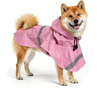 Guiding Star Dog Raincoat for Small Medium Large Dogs Waterproof Dog Coat with Hooded, Rain Jacket with Reflective Strip Pink S/M