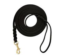 Guiding Star Extra Long Line Leash for Dogs Outside Leather Dog Leash Lead for Training, Black (15ft*3/8")