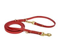 Guiding Star Leather Dog Leash 8ft, Soft Multi-Function 6 in 1 Leather Training Walking Leash, Hands Free Leather Leash, Dual, Crossbody Dog Leash for Small, Medium and Large Dogs, Service Dogs, Red