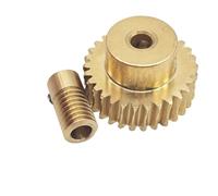 GuidNaurys 0.5M Copper Worm Gear Set 30:1 Transmission Reducer Turbine 4mm Bore 0.5 Module Worm Pinion meshing angle(3mm bore rod)