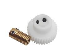 GuidNaurys 1 Module 1:30 Ratio Copper Self Locking Worm Gear 1M 30T Plastic Turbine Gear Motor Steering Turbine Mechanism meshing angle(4mm bore rod)
