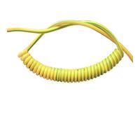 GuidNaurys 3.2Ft Yellow Green Telescopic Copper Core Spring Spiral Cable Stretch 1 Meter Single Core Ground Wire Retractable Cord(17AWG 1mm2)