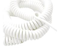 GuidNaurys 3 Core Spiral Shrinkable Cable 18AWG 0.75mm2 Telescopic Wire Expands White Spring Stretchable Design Retractable Cord(Stretch 7 meters)