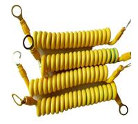 GuidNaurys 5pcs Soft Copper Solar Ground Wire 2.5mm2 Yellow and Green Spiral Cable Electric Box and Door Connections Retractable Cord(Straight line 30cm)