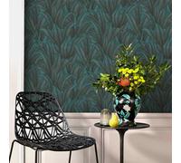 Guido Maria Kretschmer non-woven wallpaper leaves turquoise gloss (3,56£/1qm)
