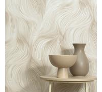 Guido Maria Kretschmer non-woven wallpaper waves lines beige cream (4,27£/1qm)