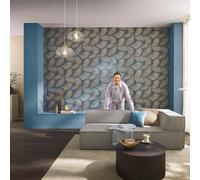 Guido Maria Kretschmer wallpaper fan stripes blue gold metallic (4,27£/1qm)