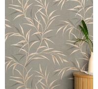 Guido Maria Kretschmer wallpaper leaves floral grey brown metallic (4,27£/1qm)